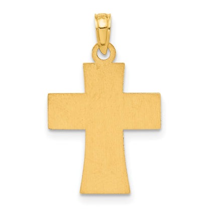 14K Yellow Gold Polished and Enameled American Flag Cross Pendant