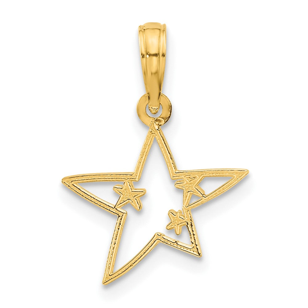 14K Yellow Gold Polished Stars Pendant
