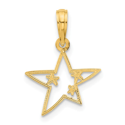 14K Yellow Gold Polished Stars Pendant