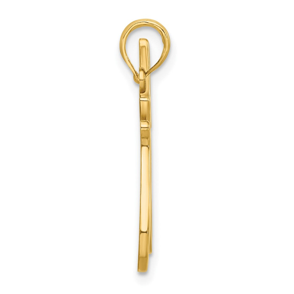 14K Yellow Gold Polished Cat Reaching Pendant
