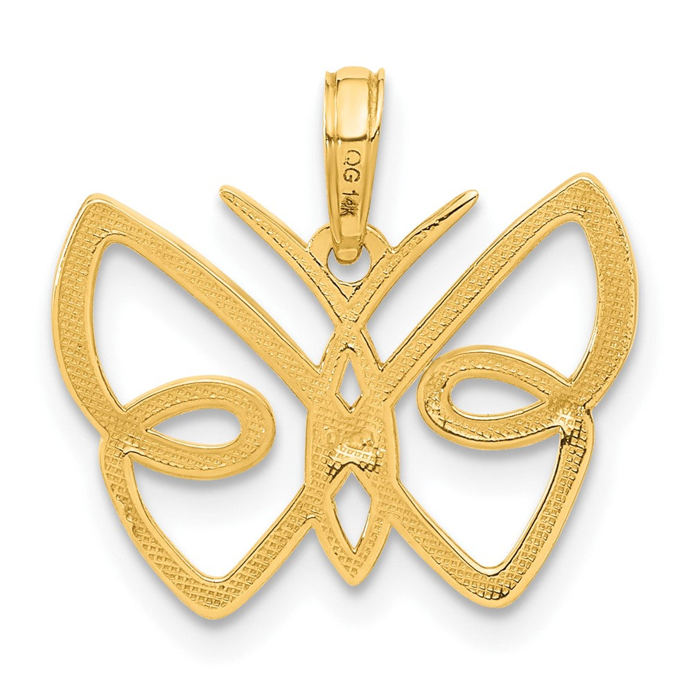 14K Yellow Gold Polished Butterfly Pendant