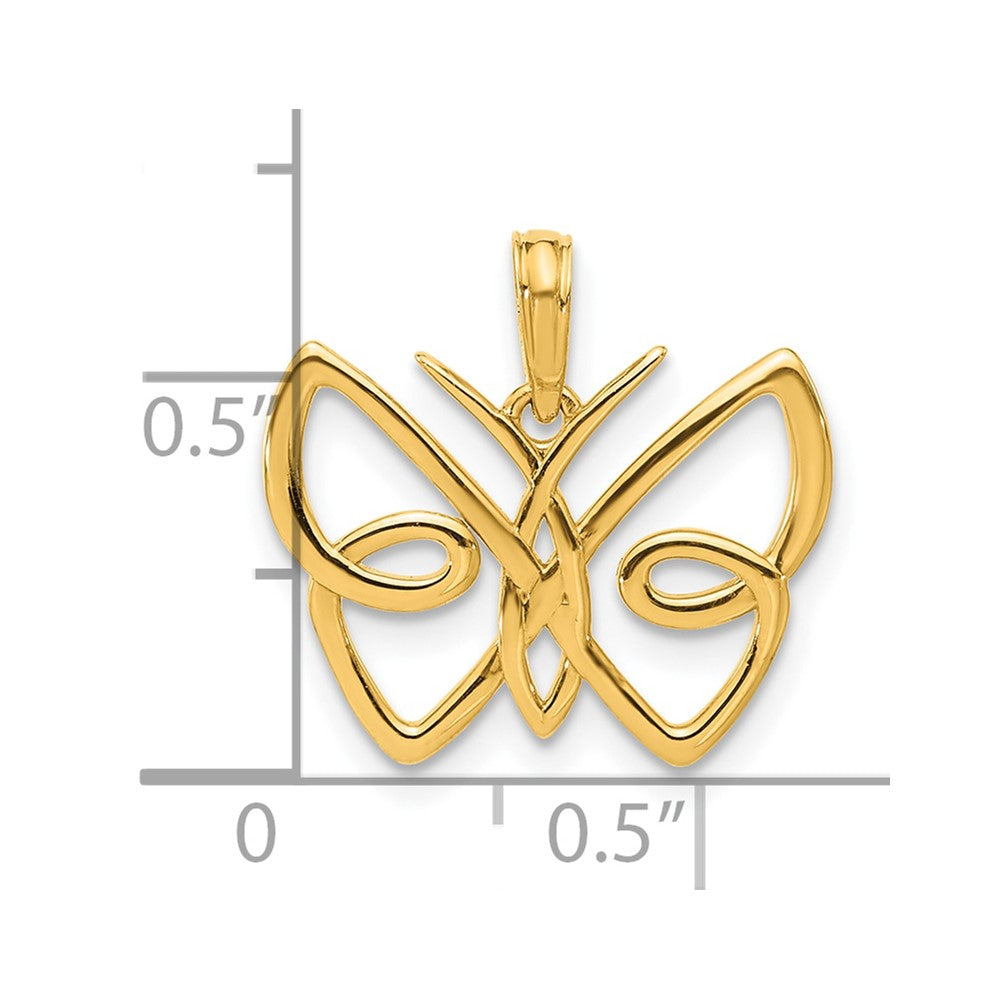 14K Yellow Gold Polished Butterfly Pendant