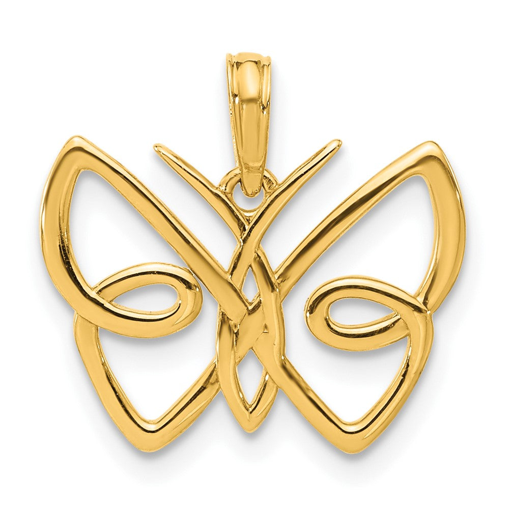 14K Yellow Gold Polished Butterfly Pendant