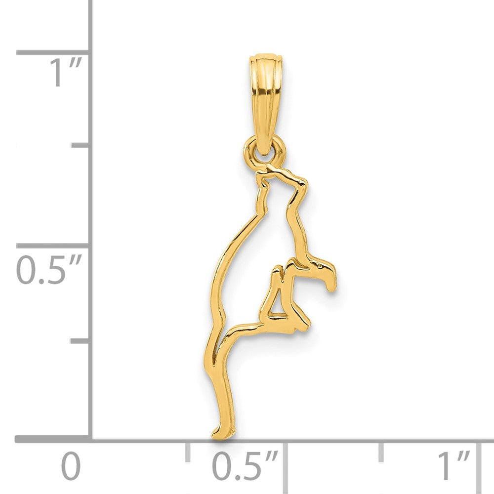 14K Yellow Gold Polished Cat Sitting Pendant