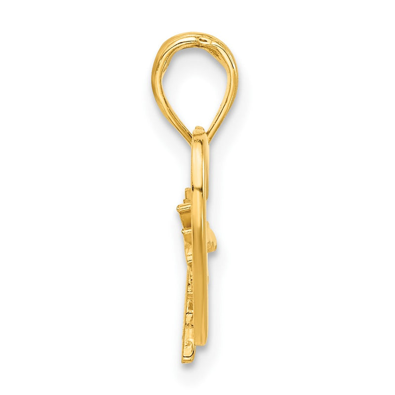 14K Yellow Gold Polished Palm Tree in Heart Pendant