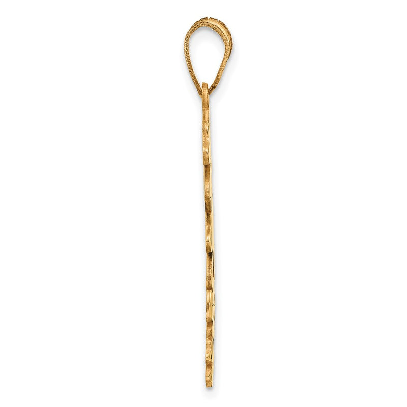 14K Yellow Gold Polished with Green Enameled Clovers Pendant