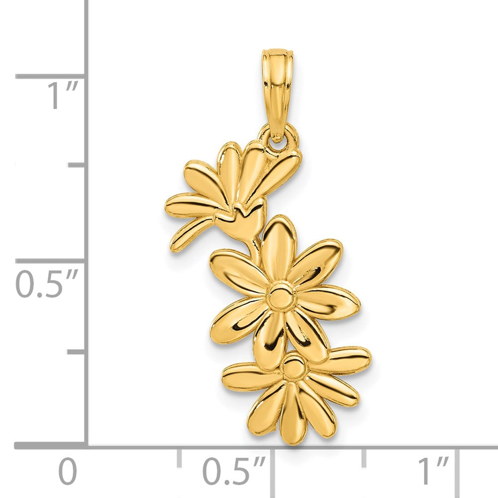 14K Yellow Gold Polished Floral Pendant