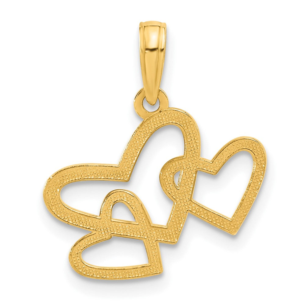 14K Yellow Gold Polished Triple Heart Pendant