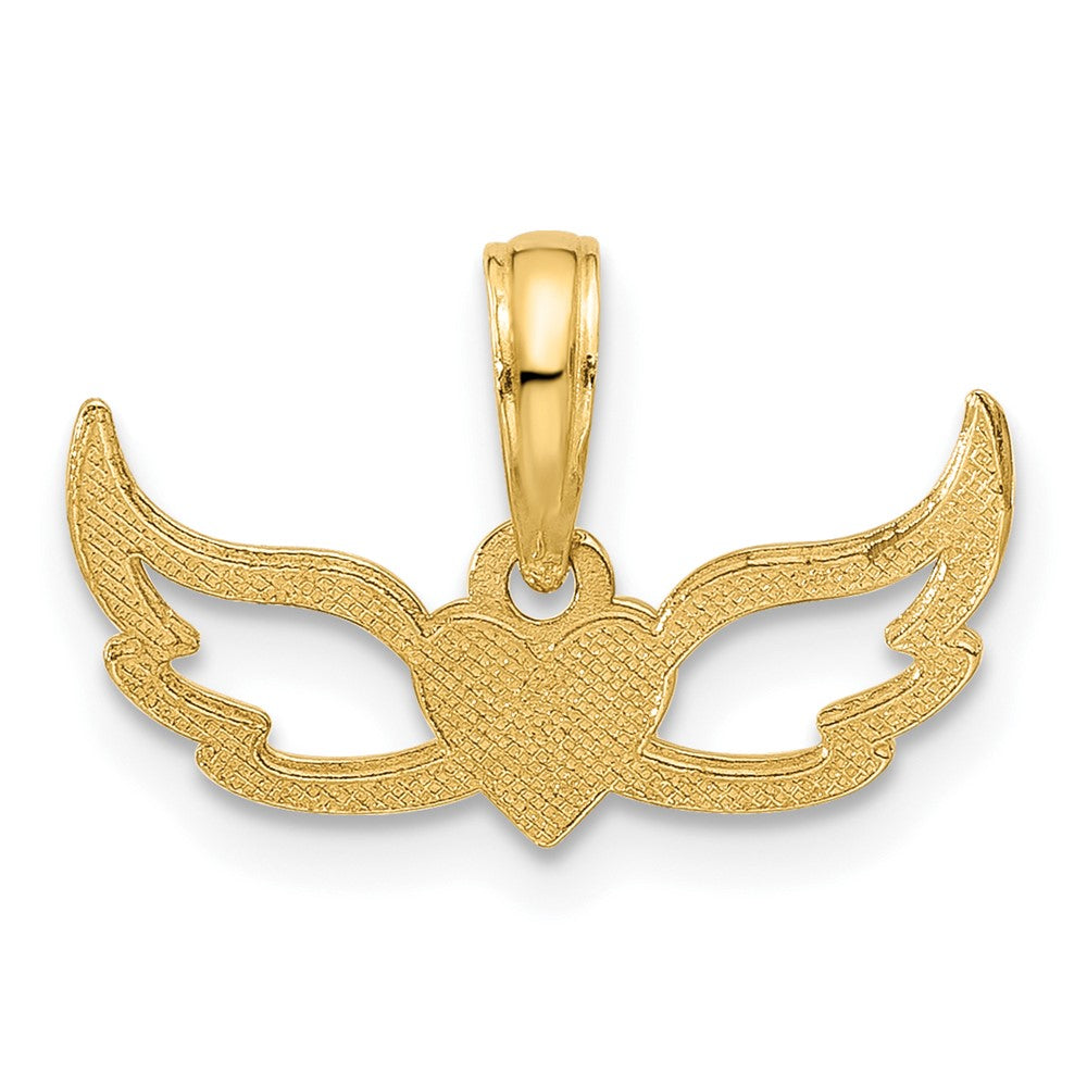 14K Yellow Gold Fancy Heart and Wings Charm