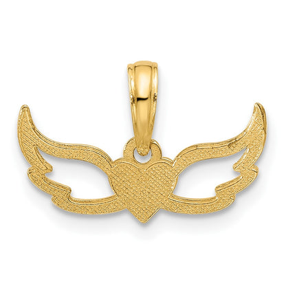 14K Yellow Gold Fancy Heart and Wings Charm