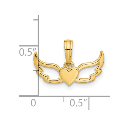 14K Yellow Gold Fancy Heart and Wings Charm