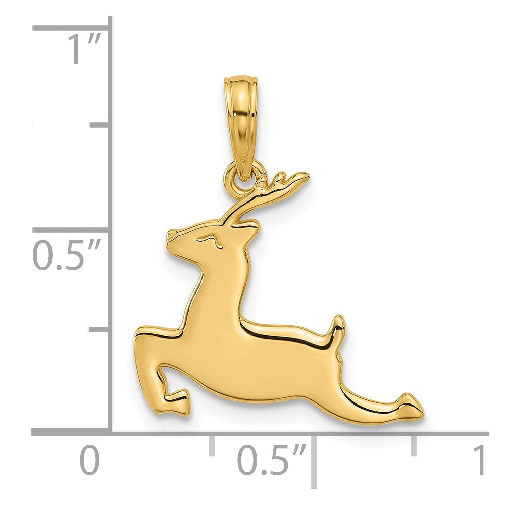 14K Yellow Gold Polished Prancing Reindeer Charm