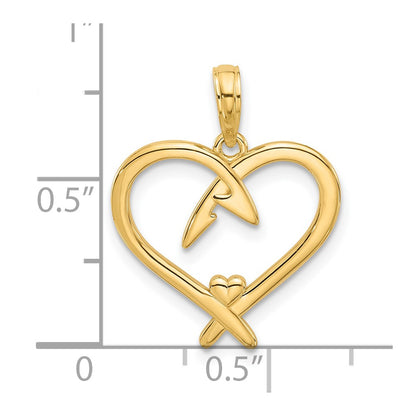 14K Yellow Gold Fancy Heart Charm
