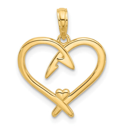 14K Yellow Gold Fancy Heart Charm