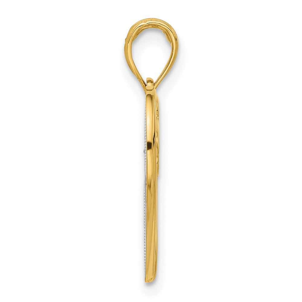 14K Yellow Gold Polished Heart with Dog Charm