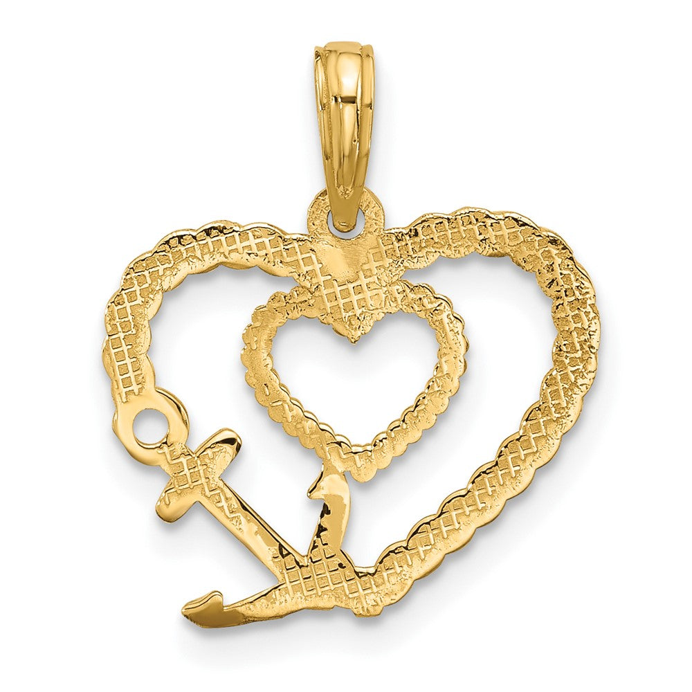 14K Yellow & Rhodium with Rhodium Fancy Rope Heart and Anchor Charm