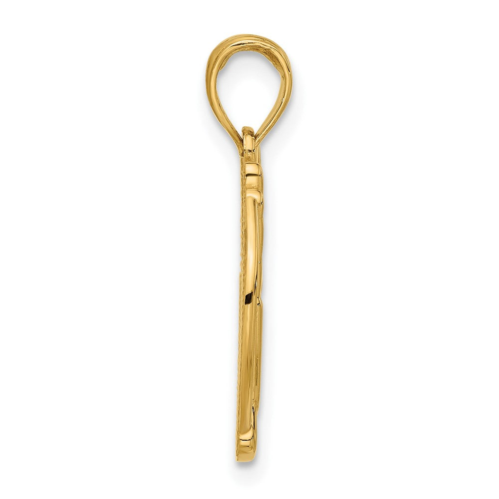 14K Yellow Gold Polished Hand Gesture in Circle Charm