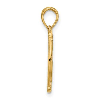 14K Yellow Gold Polished Hand Gesture in Circle Charm