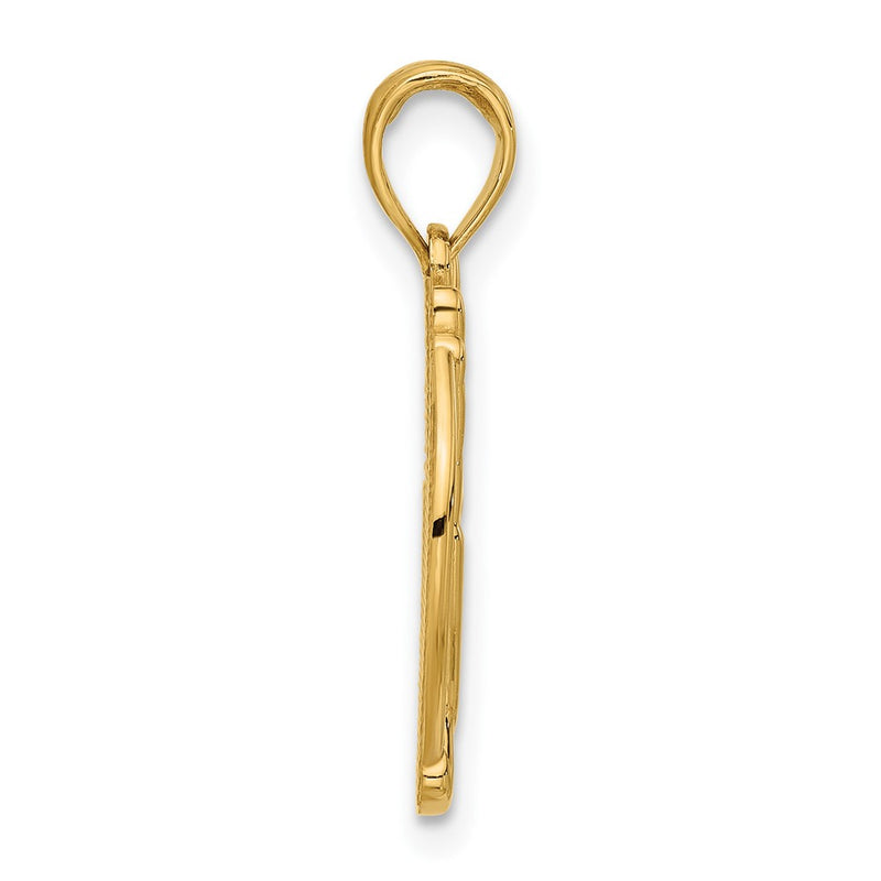 14K Yellow Gold Polished Hand Gesture in Circle Charm