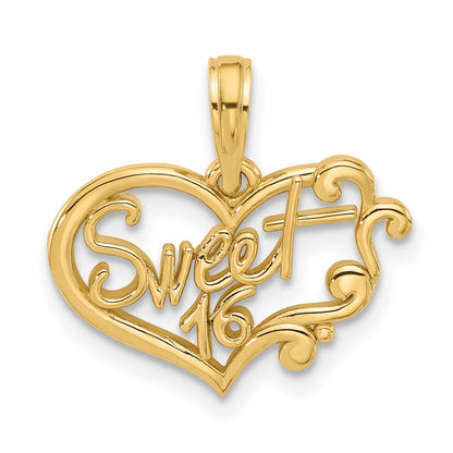 14K Yellow Gold Fancy Sweet 16 Charm