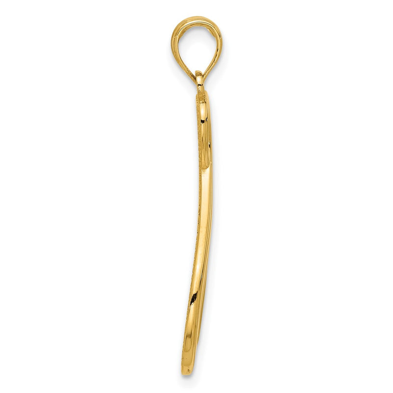 14K Yellow Gold Polished Awareness Ribbon Pendant