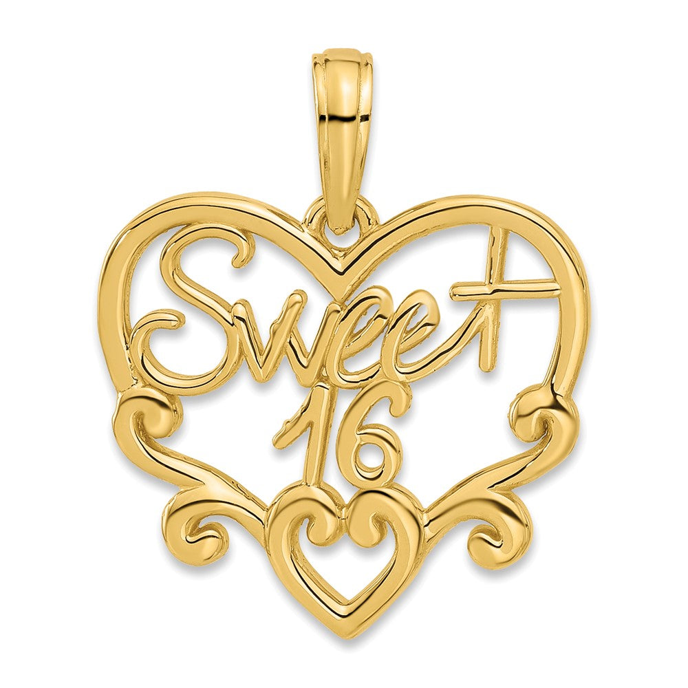 14K Yellow Gold Fancy Sweet 16 Charm