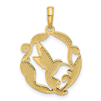 14K Yellow Gold Polished Fancy Hummingbird Charm
