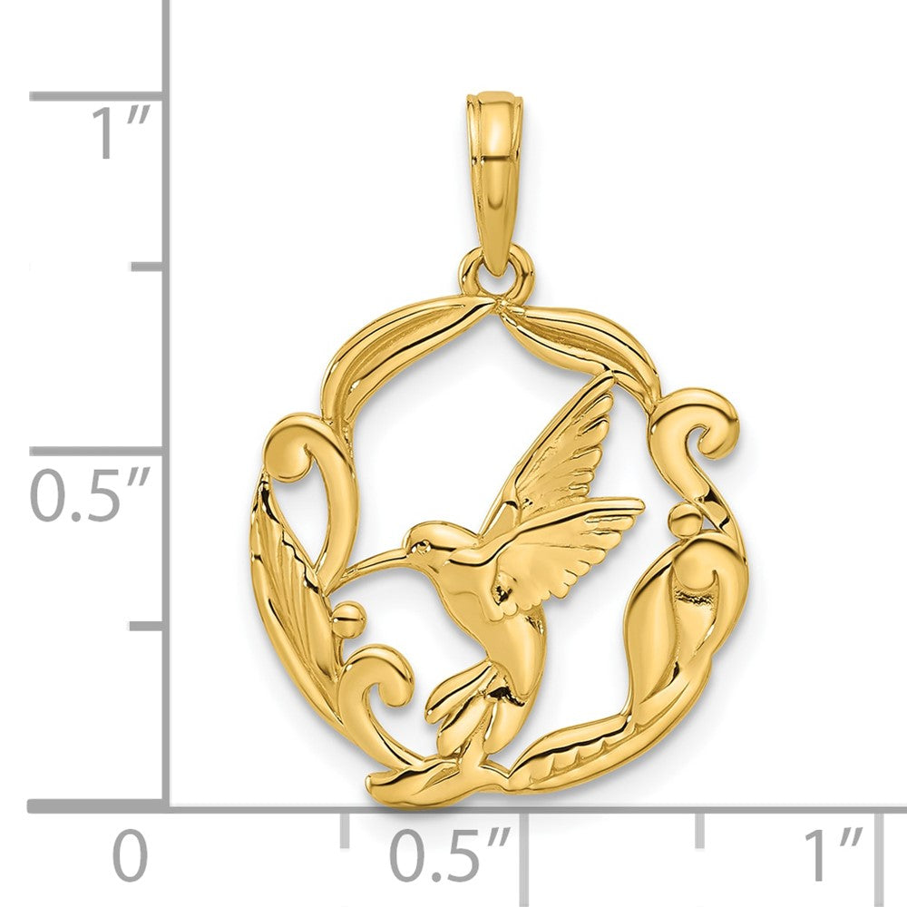 14K Yellow Gold Polished Fancy Hummingbird Charm