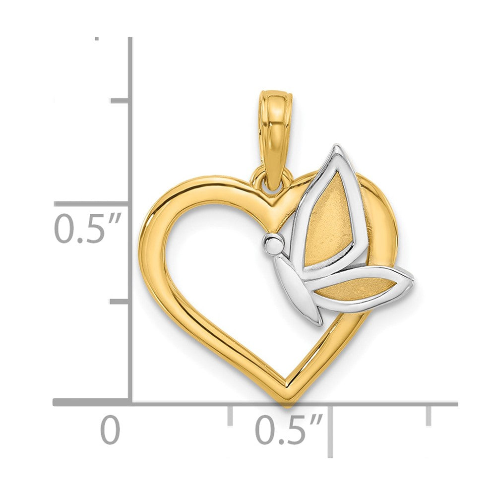 14K Yellow & Rhodium with White Rhodium Fancy Heart and Butterfly Charm