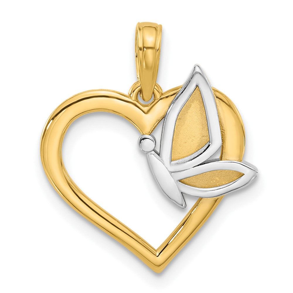 14K Yellow & Rhodium with White Rhodium Fancy Heart and Butterfly Charm