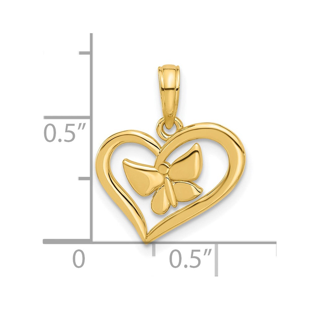 14K Yellow Gold Polished Fancy Heart and Butterfly Charm