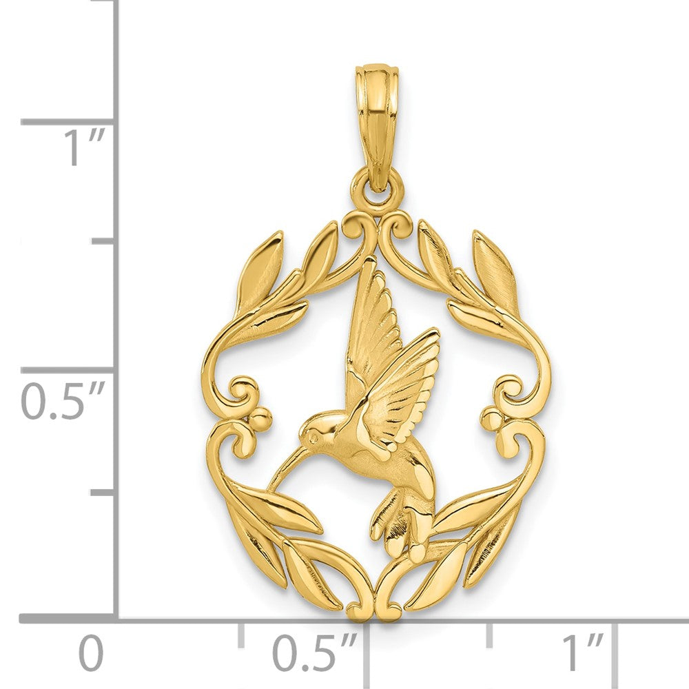 14K Yellow Gold Polished Fancy Hummingbird Charm