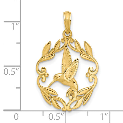 14K Yellow Gold Polished Fancy Hummingbird Charm