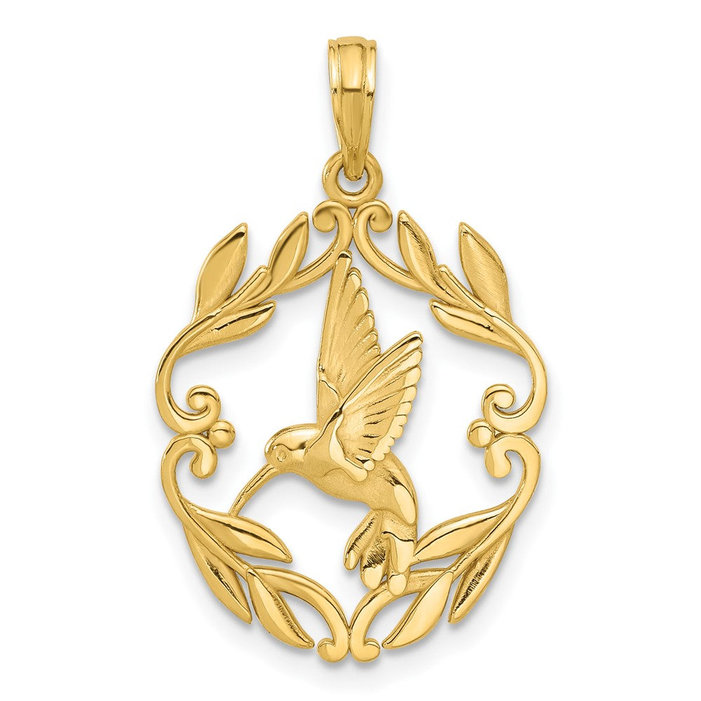 14K Yellow Gold Polished Fancy Hummingbird Charm
