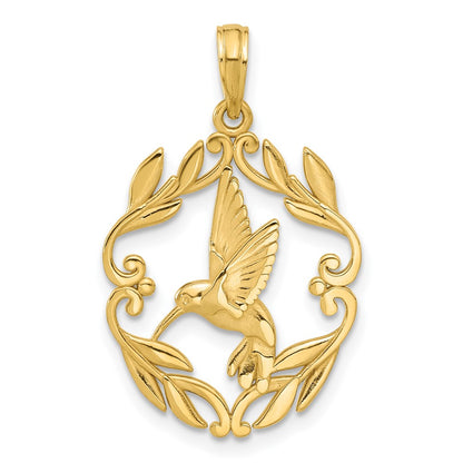 14K Yellow Gold Polished Fancy Hummingbird Charm