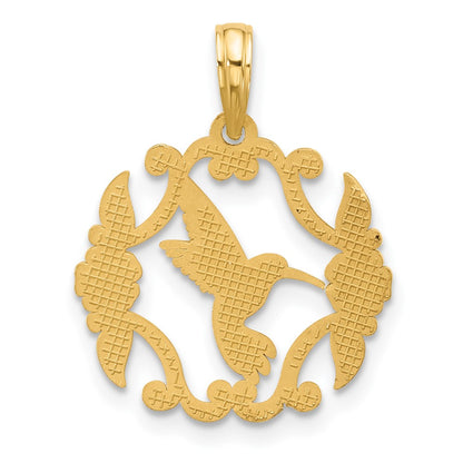14K Yellow Gold Polished Fancy Hummingbird Charm