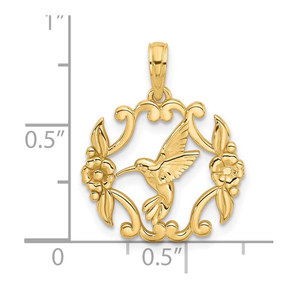 14K Yellow Gold Polished Fancy Hummingbird Charm