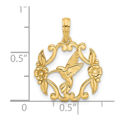 14K Yellow Gold Polished Fancy Hummingbird Charm