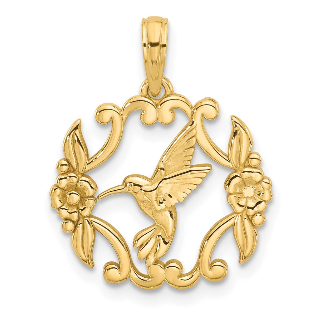 14K Yellow Gold Polished Fancy Hummingbird Charm