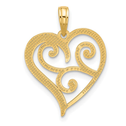 14K Yellow Gold Fancy Heart Charm