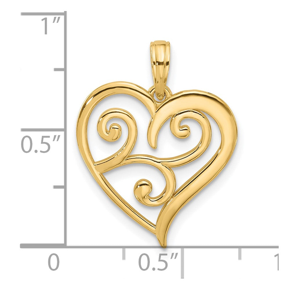 14K Yellow Gold Fancy Heart Charm