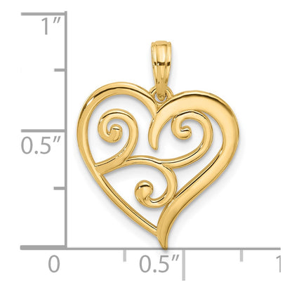 14K Yellow Gold Fancy Heart Charm