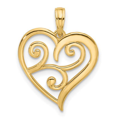 14K Yellow Gold Fancy Heart Charm