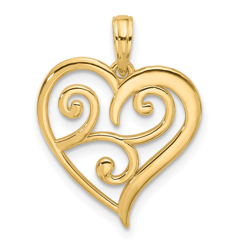 14K Yellow Gold Fancy Heart Charm