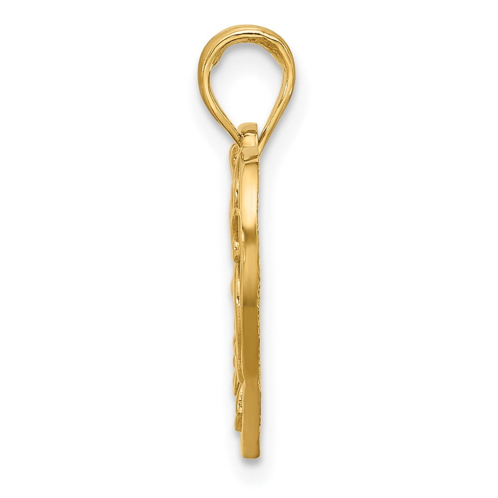 14K Yellow Gold Polished Fancy Heart Charm