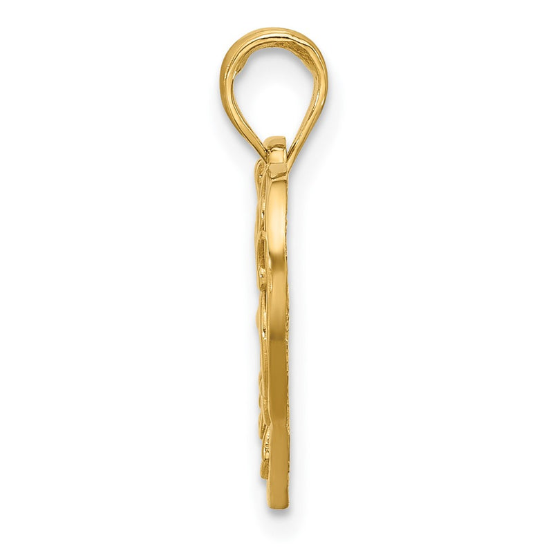 14K Yellow Gold Polished Fancy Heart Charm