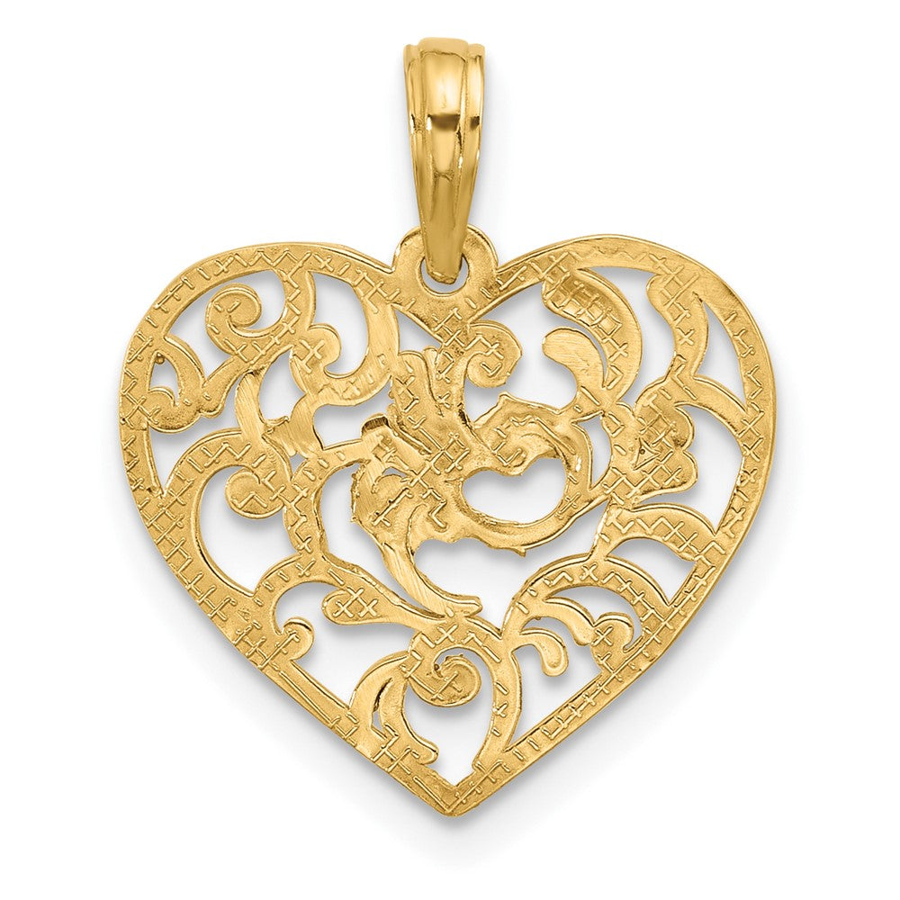 14K Yellow Gold Polished Fancy Heart Charm