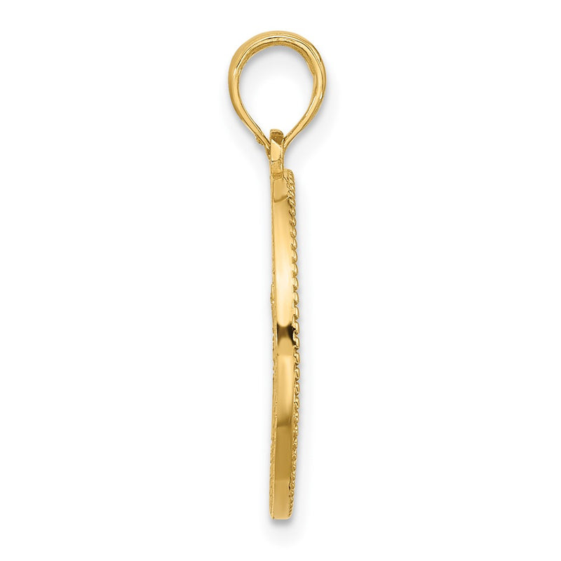 14K Yellow Gold Polished Circle with Tree Charm