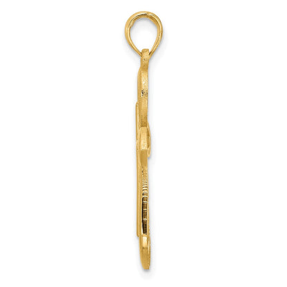 14K Yellow Gold Fancy Two Cross Charm