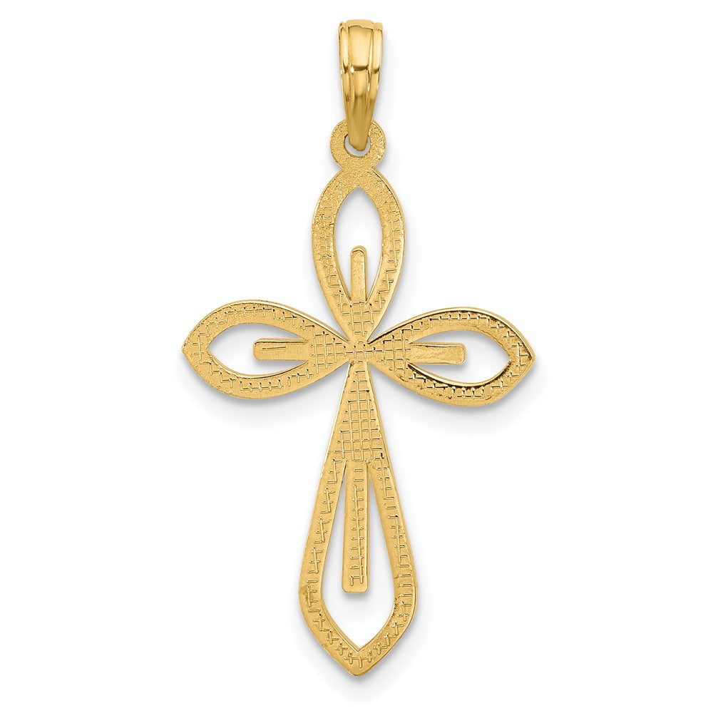 14K Yellow Gold Fancy Two Cross Charm